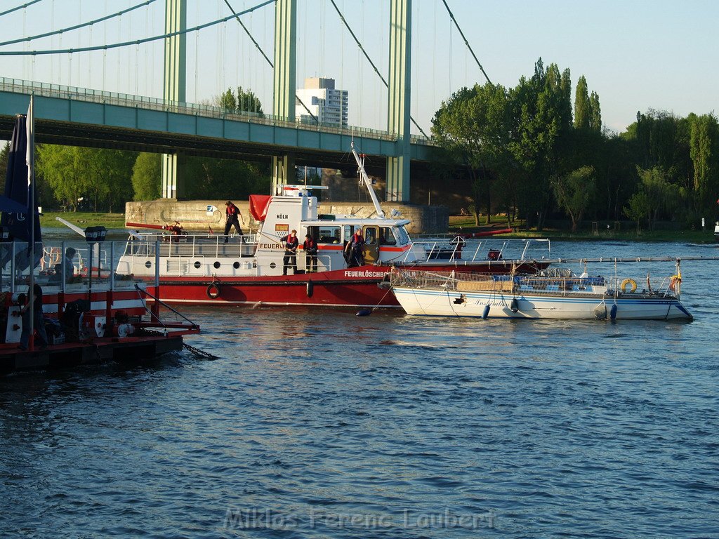 Motor Segelboot mit Motorschaden trieb gegen Alte Liebe bei Koeln Rodenkirchen P167.JPG
